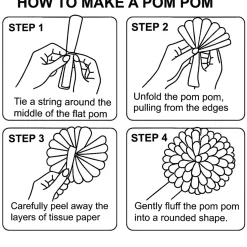 Pom pom -koriste Let's Party 3 kpl sininen