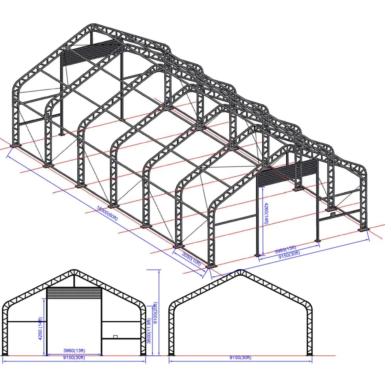 Pressuhalli Ranch Premium 9,15 x 18,3 x 6,1 m 900 g