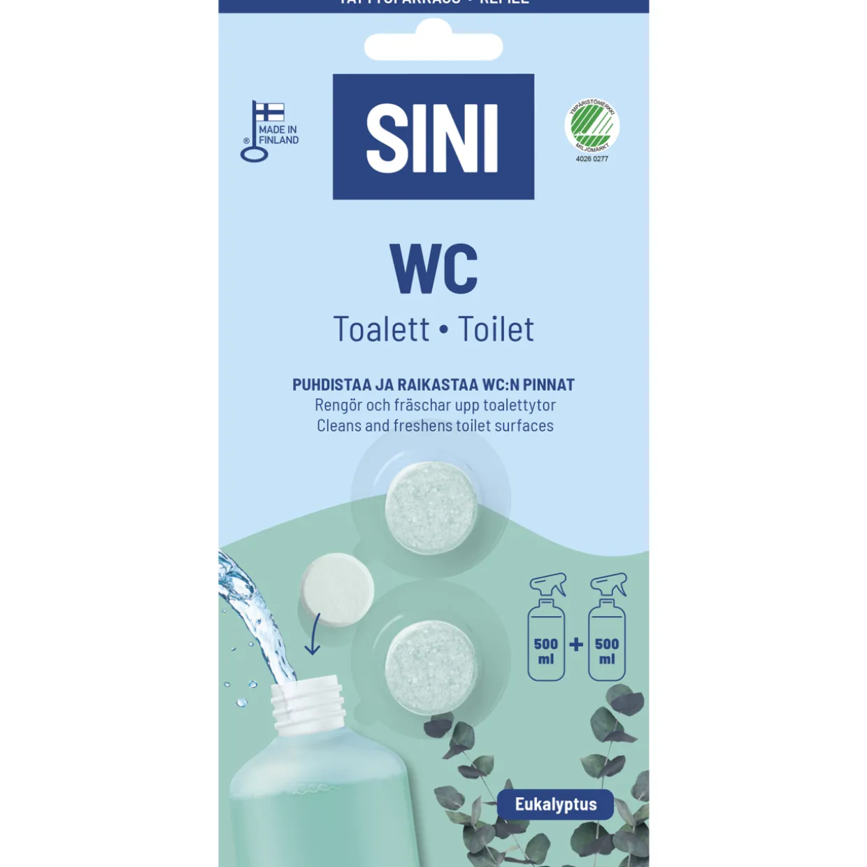Puhdistusainetabletti Sini 2 kpl WC täyttöpakkaus