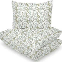 Pussilakanasetti Kotikulta 150 x 210 cm Green Leaves