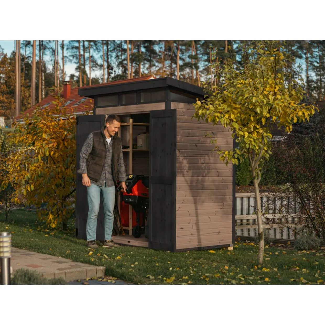 Puutarhavaja Upyard Strongbox M, 163 x 127 x 222 cm, ruskea/musta