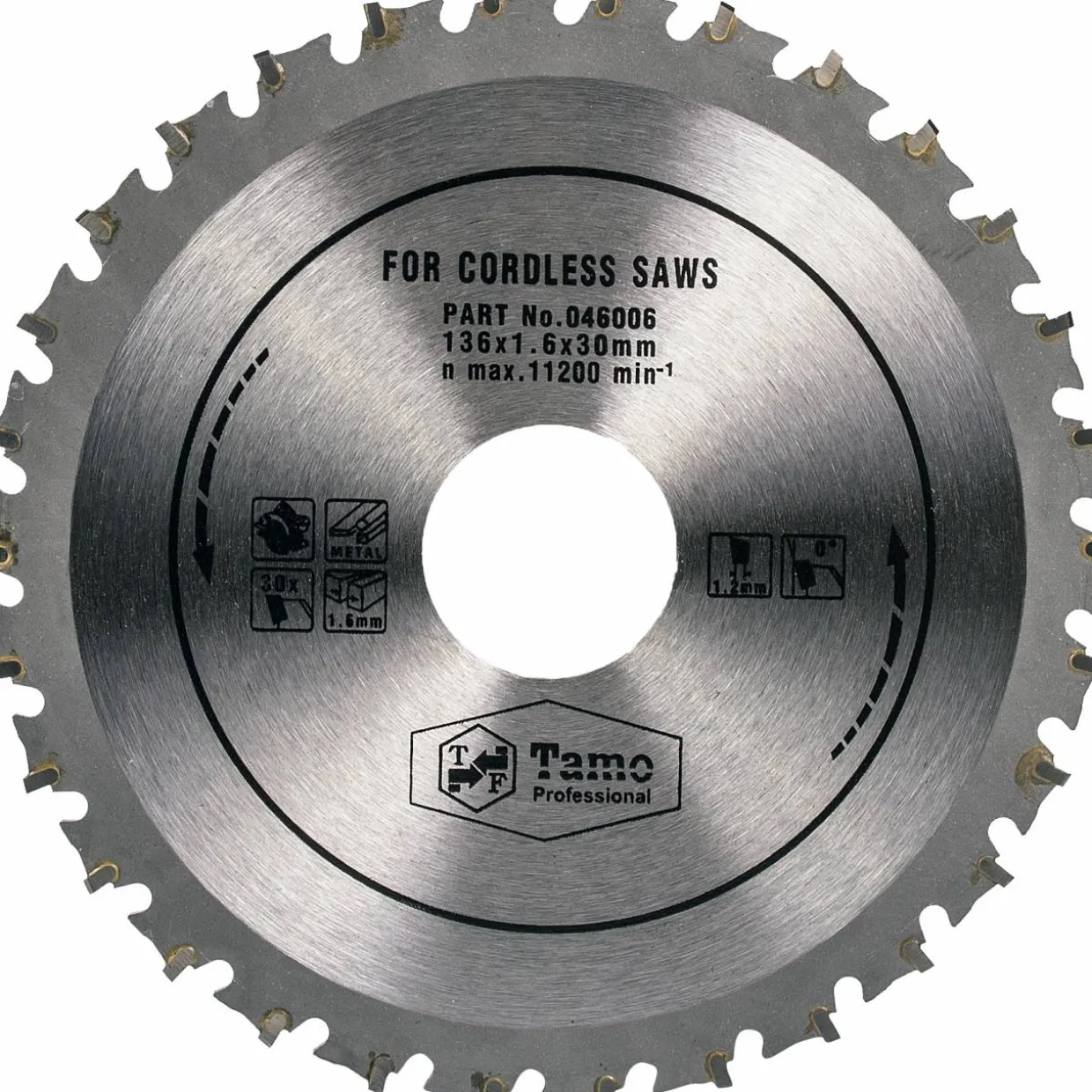 Pyörösahanterä Tamo Professional 136 x 1, 6 mm x 30T x 30 mm metallille