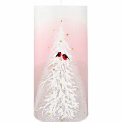 Pöytäkynttilä Kotikulta 7 x 15 cm Talvi pinkki