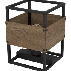 Pöytävalaisin EGLO Evesham 40W 19,5x19,5x25cm musta/tummanruskea puu