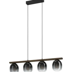 Riippuvalaisin EGLO Filago 4x40W 88x14,5cm savulasi/puu
