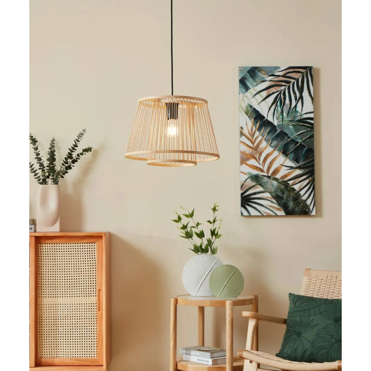 Riippuvalaisin EGLO Hykeham 40W Ø38cm puu/musta