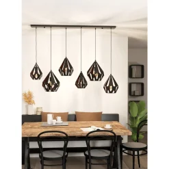 Riippuvalaisin 6-os EGLO Carlton 1 6x40W 145,5x38,5cm musta/kupari