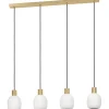 Riippuvalaisin 4-os EGLO Manzanares 4x40W 97x14,5cm harjattu messinki/kulta/valkoinen mattalasi