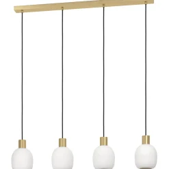 Riippuvalaisin 4-os EGLO Manzanares 4x40W 97x14,5cm harjattu messinki/kulta/valkoinen mattalasi