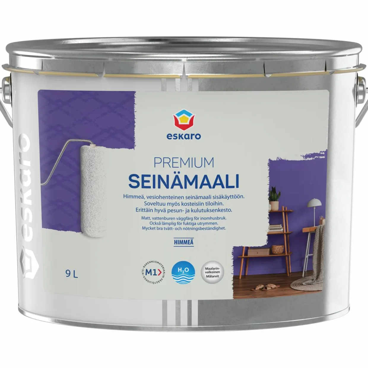 Seinämaali Eskaro Premium maalarinvalkoinen 9 l