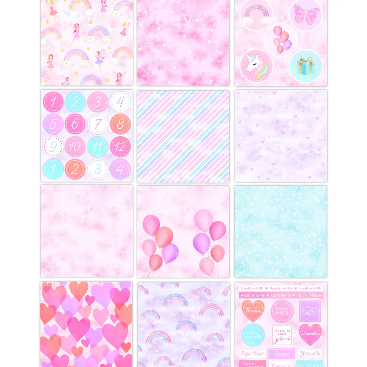 Skräppäyslehtiö 15x15 cm Candy glitter