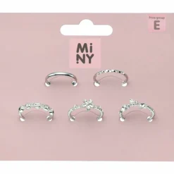 Sormussetti Miny 5 kpl hopeanvärinen S/M
