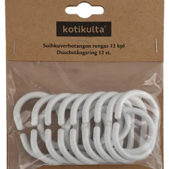 Suihkuverhorengas Kotikulta 12 kpl valkoinen