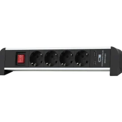 Tabletop 4-os.pistorasialista+kytk.+2USB 2.1A+metallikiinnikkeet, johto2m IP20