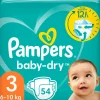 Teippivaippa Pampers 54 kpl Baby-Dry 3, 6-10 kg