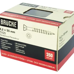 Terassiruuvi Brücke 4,2 x 55 mm, Ruspert, ruskea, 250 kpl