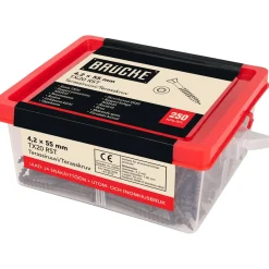 Terassiruuvi Brücke 4,2 x 55 mm, AISI410 + Ruspert, 250 kpl, ruskea