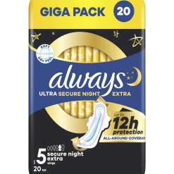 Terveysside Always 20 kpl Ultra Secure Night Extra S5