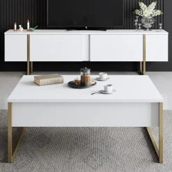 TV-taso Chic Home 180 cm Lyydia valkoinen/kulta