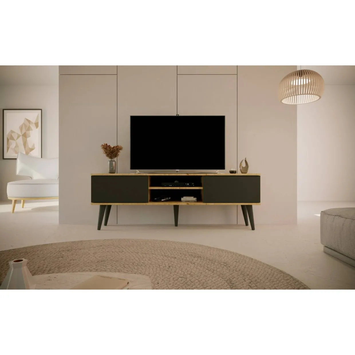 TV-taso Kocot 160 cm Toronto musta/beige