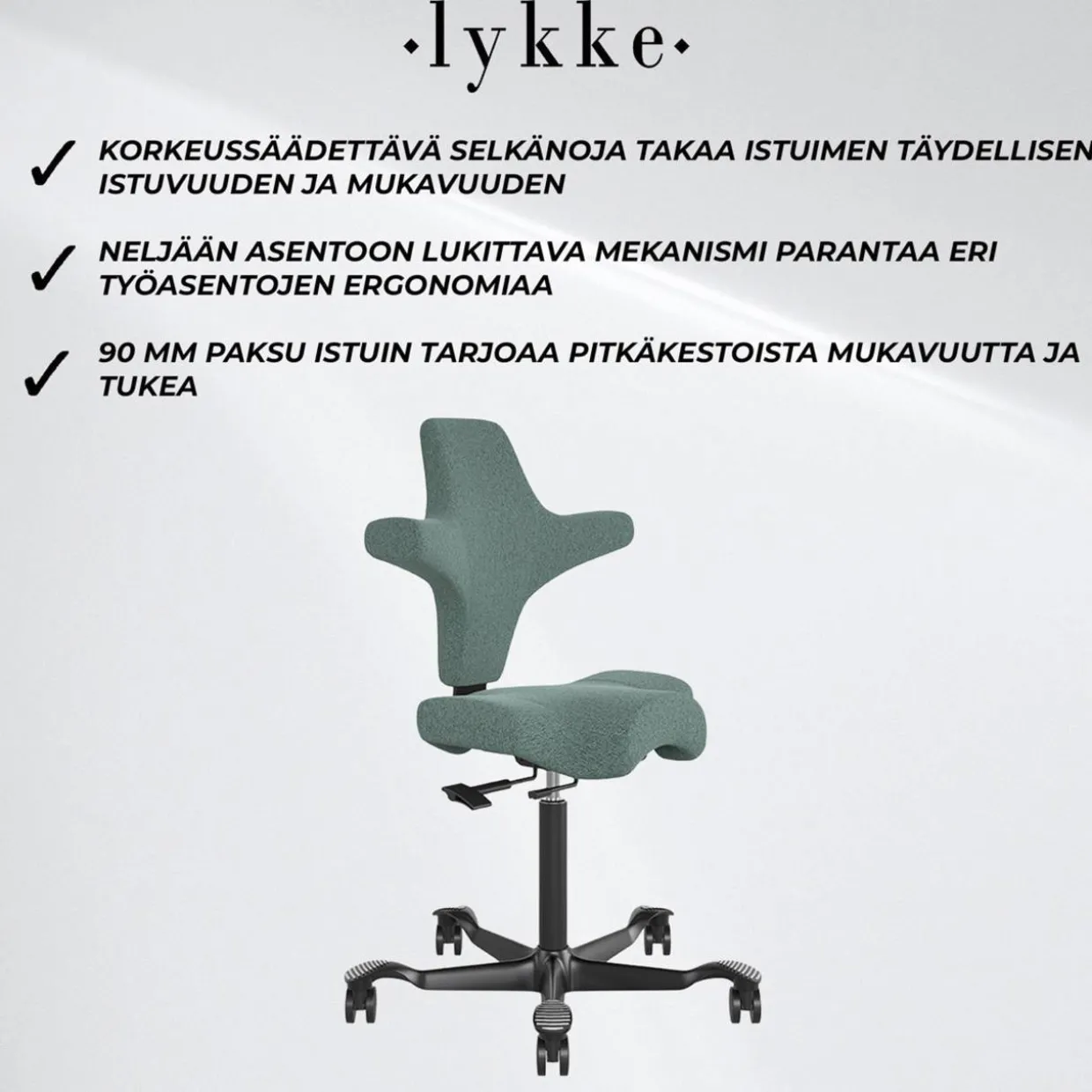 Työtuoli Lykke Comfort ergonominen vihreä