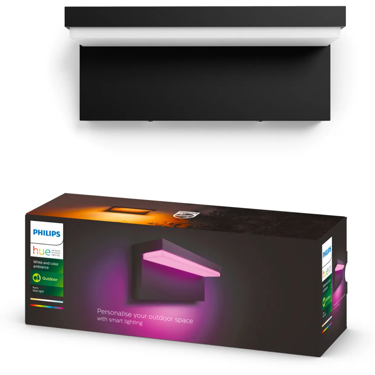 Ulkoseinävalaisin Philips Hue Nyro White and Color Ambiance 13.5W, musta