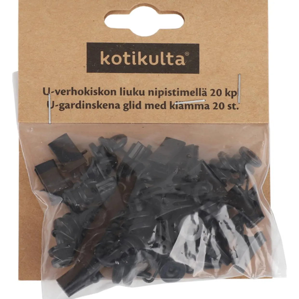 U-verhokiskon pyöröliuku Kotikulta 20 kpl nipistimellä musta