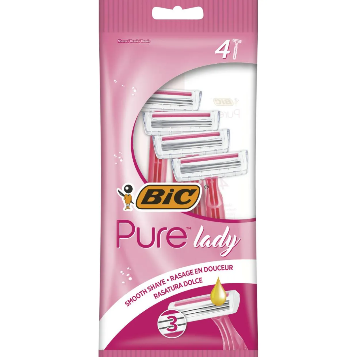 Varsiterä BIC Pure 3 Lady Pink 4 kpl