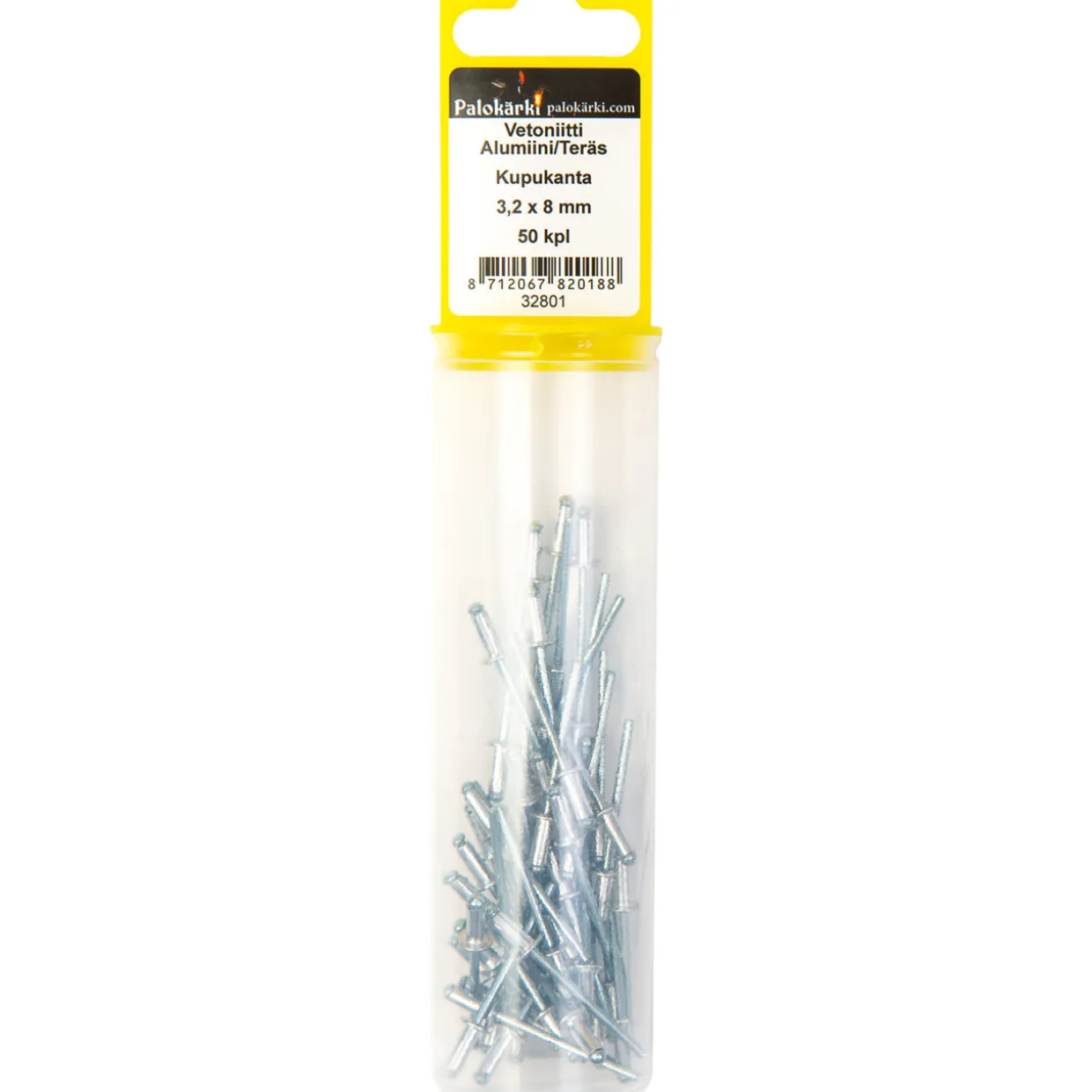 Vetoniitti alumiini/teräs kupukanta 3,2 x 8 mm, 50 kpl
