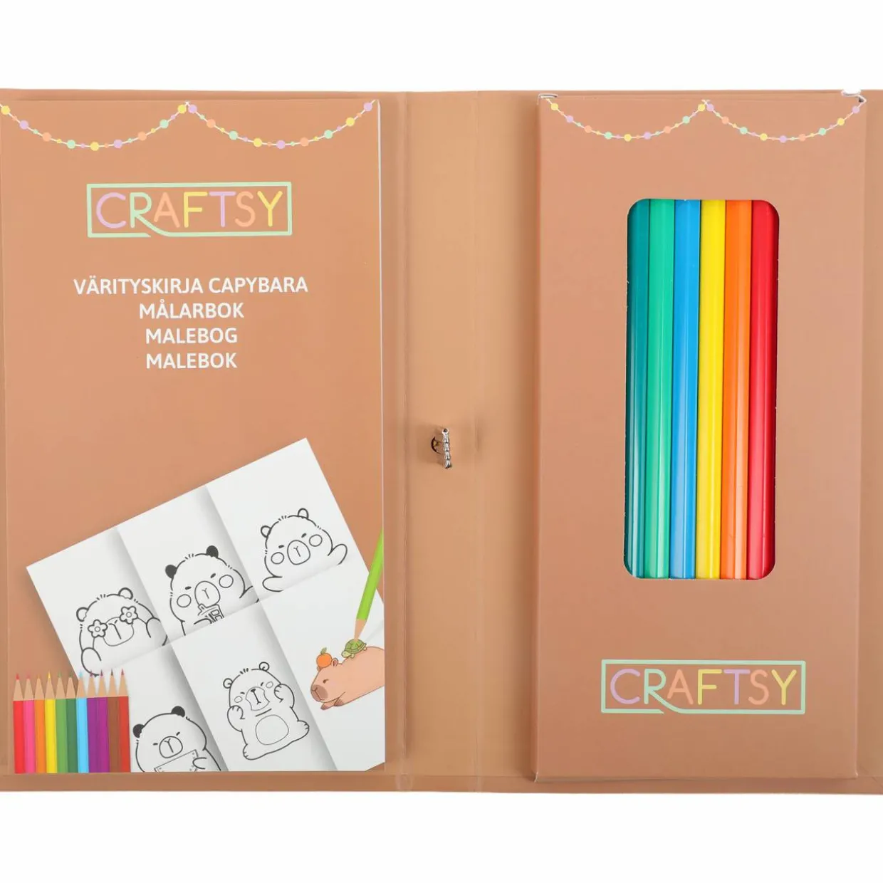 Värityskirja Craftsy Capybara + puuvärikynät 10 kpl